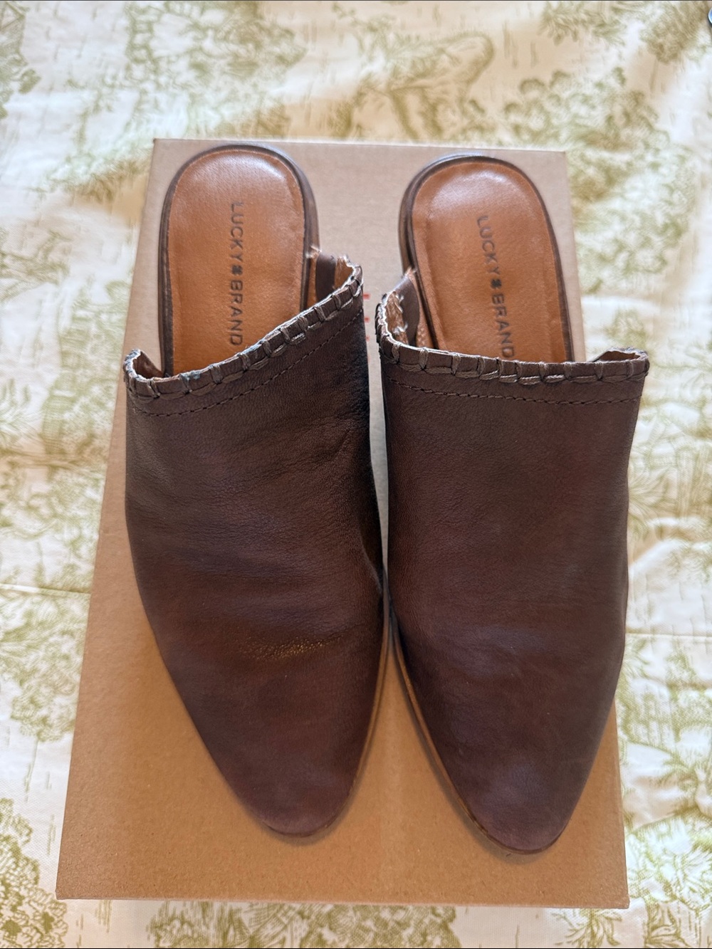Lucky Brand Dark Brown Leather Pointed-Toe Mules